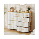5 Drawer Bamboo Dresser For Bedroom With 5 Foldable Fabric Drawers