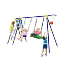 5 In 1 Outdoor Backyard Kids Swing Set With A Shaped Metal Frame
