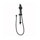 5 Modes Round Black Rainfall Handheld Shower Head Set Steel Rail Arm