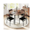 5 Piece Dining Furniture Set With Drop Leaf Tabletop Brown