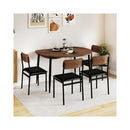 5 Piece Dining Furniture Set With Drop Leaf Tabletop Brown