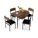 5 Piece Dining Furniture Set With Drop Leaf Tabletop Brown