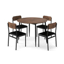 5 Piece Dining Furniture Set With Drop Leaf Tabletop Brown