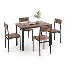 5 Piece Dining Table Set For 4 With Backrest And Metal Frame