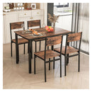 5 Piece Dining Table Set For 4 With Backrest And Metal Frame