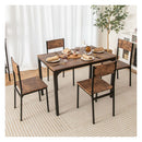 5 Piece Dining Table Set For 4 With Backrest And Metal Frame