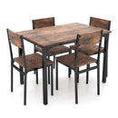 5 Piece Dining Table Set For 4 With Backrest And Metal Frame