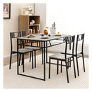 5 Piece Dining Table Set With Wood Like Tabletop And Metal Frame