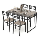 5 Piece Dining Table Set With Wood Like Tabletop And Metal Frame