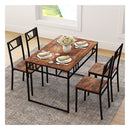 5 Piece Dining Table Set With Wood Like Tabletop And Metal Frame