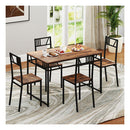 5 Piece Dining Table Set With Wood Like Tabletop And Metal Frame
