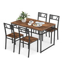 5 Piece Dining Table Set With Wood Like Tabletop And Metal Frame