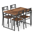 5 Piece Dining Table Set With Wood Like Tabletop And Metal Frame