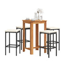 5 Piece Garden Bar Set Black Solid Wood Acacia And Poly Rattan