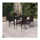 5 Piece Garden Dining Set Brown And Black
