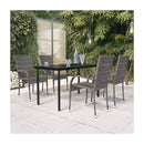 5 Piece Garden Dining Set Grey And Black