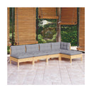 5 Piece Garden Lounge Set With Grey Cushions Pinewood