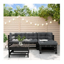 5 Piece Garden Lounge Set With Cushions Black Solid Wood