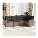 5 Piece Garden Sofa Set With Cushions Grey Poly Rattan