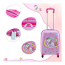 5 Piece Kids Luggage Set With Backpack And Neck Pillow Name Tag Pink