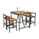5 Piece Outdoor Acacia Wood And Pe Rattan Bar Set