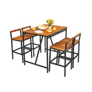 5 Piece Outdoor Acacia Wood And Pe Rattan Bar Set