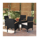 5 Piece Outdoor Dining Set With Cushions Black