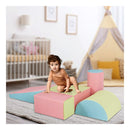5 Pieces Kids Climb Crawl Activity Play Set With Safe Foam Blocks Pink