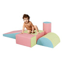 5 Pieces Kids Climb Crawl Activity Play Set With Safe Foam Blocks Pink