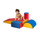 5 Pieces Kids Climb Crawl Activity Play Set With Safe Foam Blocks Red