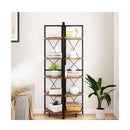 5 Tier Corner Bookshelf Stand With Metal Frame Rustic Brown