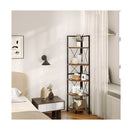 5 Tier Corner Bookshelf Stand With Metal Frame Rustic Brown