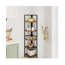 5 Tier Corner Bookshelf Stand With Metal Frame Rustic Brown