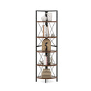 5 Tier Corner Bookshelf Stand With Metal Frame Rustic Brown