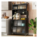 5 Tier Kitchen Bakers Rack Multifunctional Microwave Stand Black