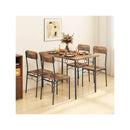 5 Piece Dining Set For 4 With Metal Frame And Wood Table
