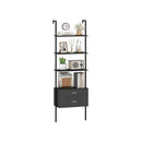 6 Tier Ladder Bookcase With 2 Drawers And Metal Frame