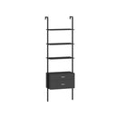 6 Tier Ladder Bookcase With 2 Drawers And Metal Frame