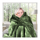 600Gsm Double Sided Queen Size Faux Mink Blanket Green
