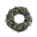 60Cm Christmas Wreath Led Lights Snowy Berries Garland Party Decor