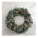 60Cm Christmas Wreath Led Lights Snowy Berries Garland Party Decor