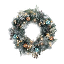 60Cm Christmas Wreath With Led Lights Snowy Garland