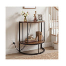 60Cm Half Moon Console Table With Charging Station Shelf For Entryway
