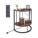 60Cm Half Moon Console Table With Charging Station Shelf For Entryway