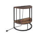 60Cm Half Moon Console Table With Charging Station Shelf For Entryway