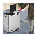 60L Step Trash Garbage Can with Plastic Inner Buckets for Home