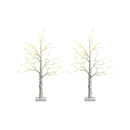 2 Lighted Tabletop Artificial Twig Birch Tree With Warm Lights