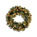 61Cm Battery Operated Christmas Wreath Glittery Gold Pine