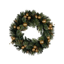 61Cm Battery Operated Christmas Wreath Glittery Gold Pine
