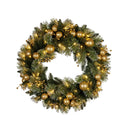 61Cm Christmas Wreath Battery Operated Warm White Lights Gold